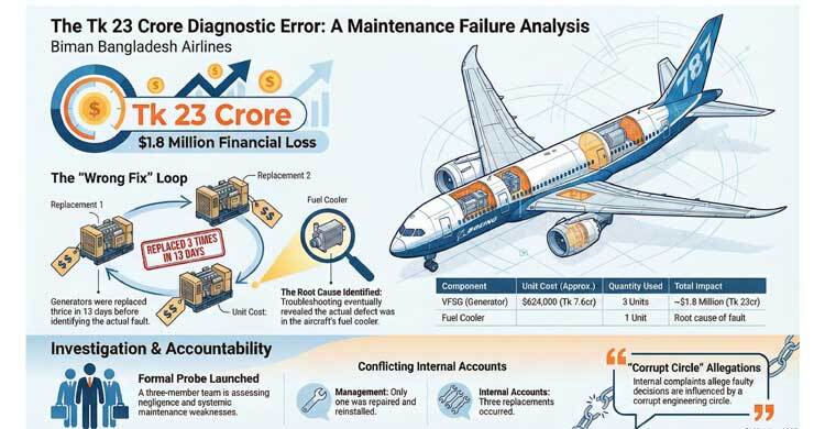Wrong fix, big loss: Biman wastes Tk 23cr replacing generators