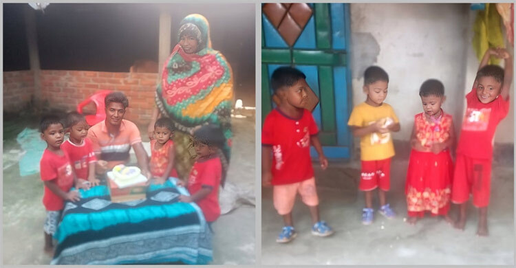 জন্মদিনে প্রথমবারের মতো কেক কাটলো একসঙ্গে জন্মানো সেই চার শিশু