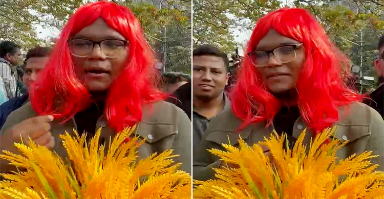 ধানের শীষ নিয়ে ইসির সামনে ভিন্নলুকে ব্রাহ্মণবাড়িয়ার যুবক