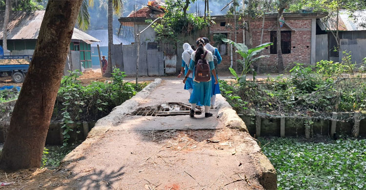 ব্রিজের ওপর কাঠের পাটাতন