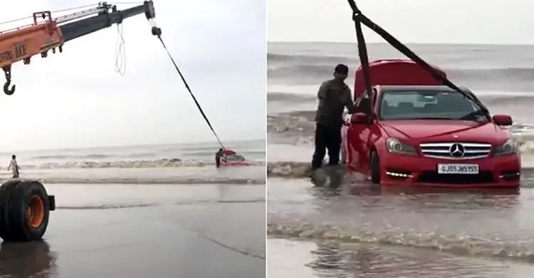 সৈকতে রিলhttps:/স বানাতে গিয়ে বালিতে আটকে গেলো গাড়ি, ভিডিও ভাইরাল