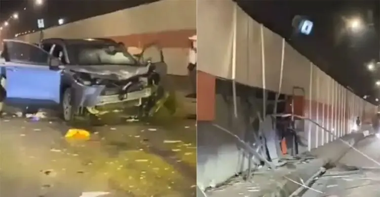 কর্ণফুলী টানেলের দেয়ালে প্রাইভেট কারের ধাক্কা, গাড়ি জব্দ