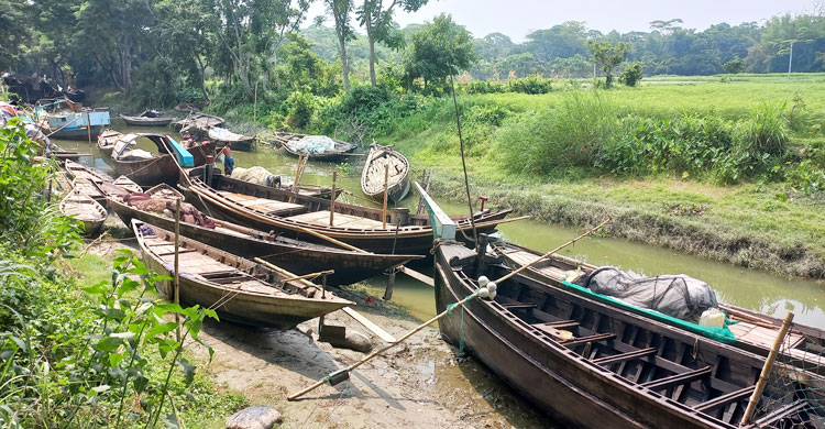 নৌকা-জাল মেরামতে ব্যস্ত, নদীতে নামার অপেক্ষায় জেলেরা