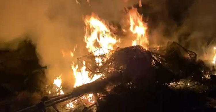 মেঘনায় জব্দ নিষিদ্ধ জাল আগুনে পুড়িয়ে বিনষ্ট