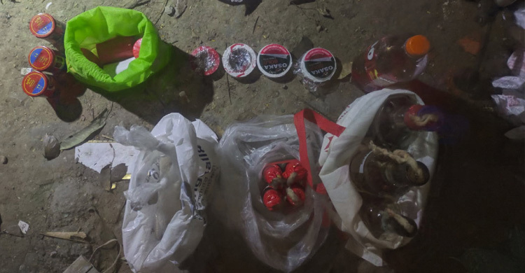 মোহাম্মদপুরে পার্কে র‍্যাবের অভিযানে পেট্রোল বোমা-ককটেল উদ্ধার