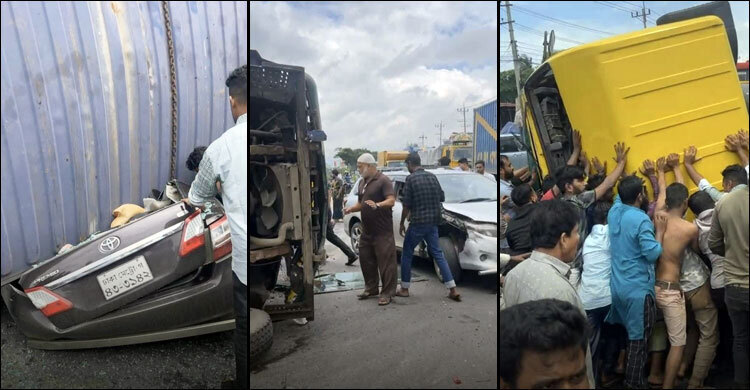 3 of a family among four die in Cumilla road accident