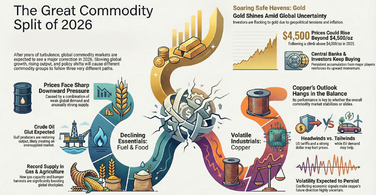 Commodities to face 2026 slump as demand cools, supply surges