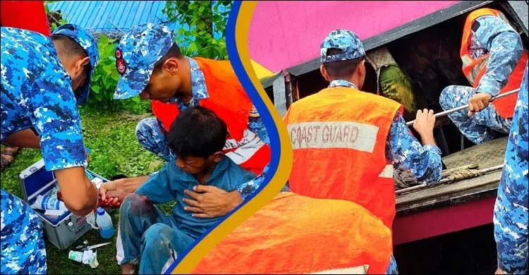 দুর্ঘটনাকবলিত বাসযাত্রীদের উদ্ধার ও চিকিৎসা দিলো কোস্টগার্ড