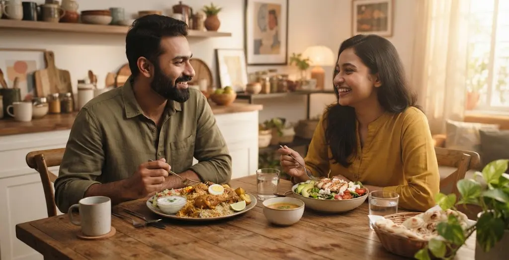 একই টেবিলে দুই রকম খাবার, তবুও সম্পর্কে নেই দূরত্ব