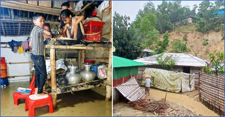 ভারী বৃষ্টিতে রোহিঙ্গা ক্যাম্প প্লাবিত-পাহাড়ধস