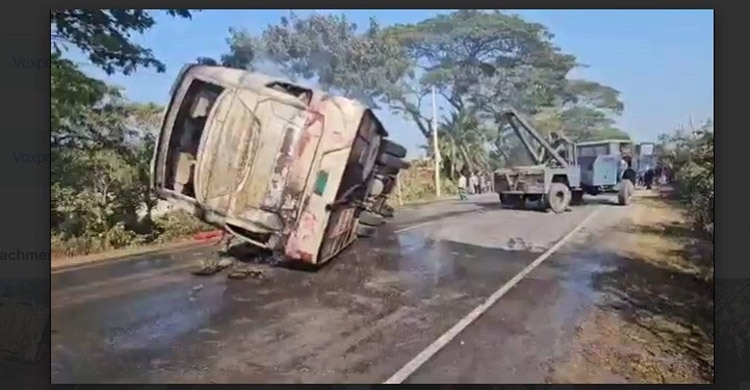 4 killed as bus catches fire after three-vehicle collision