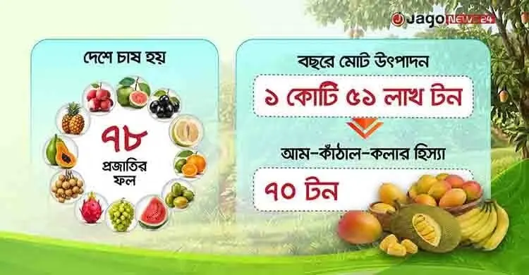 দেশে উৎপাদিত ফলের অর্ধেকই আম-কাঁঠাল-কলা