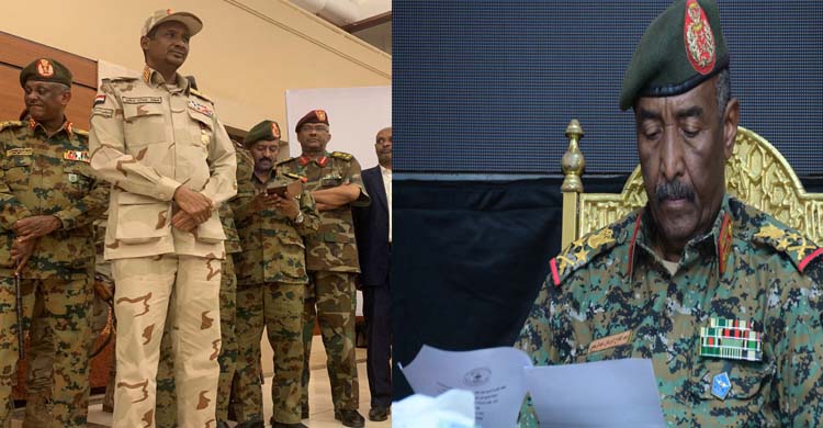 হামদান দাগালো (বায়ে) এবং জেনারেল ফাত্তাহ আল-বুরহান/ ছবি : এএফপি