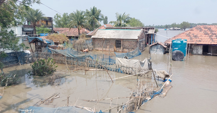 বাঁধের ভাঙন আরও গভীর হওয়ার শঙ্কা, পানিবন্দি কয়েক হাজার পরিবার