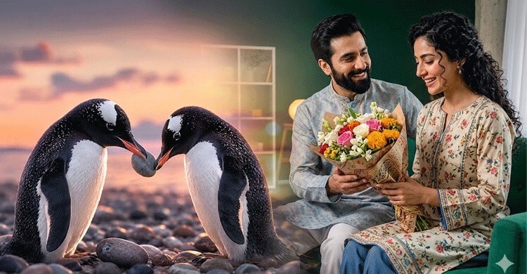 পেঙ্গুইনের ভালোবাসাই এখন মানুষের নতুন প্রেমের স্টাইল