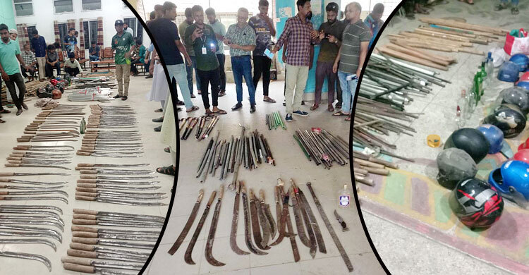 দ্বিতীয় দিনেও হাবিপ্রবির হল থেকে বিপুল সংখ্যক অস্ত্র উদ্ধার