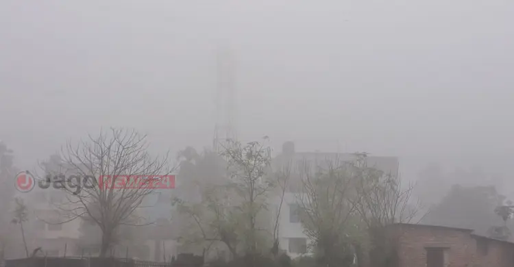 চৈত্রের সকালে কুয়াশার দেখা মিললো দিনাজপুরে