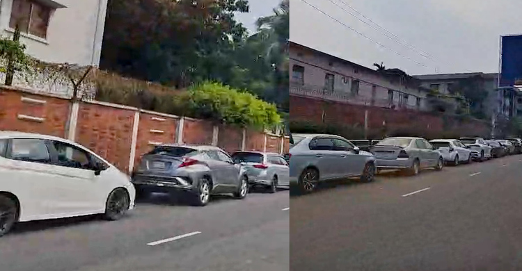 রাজধানীতে তেলের জন্য যানবাহনের দীর্ঘ লাইন