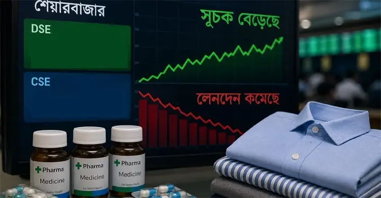 ওষুধ-পোশাকে ভর করে বাড়লো সূচক, কমেছে লেনদেন