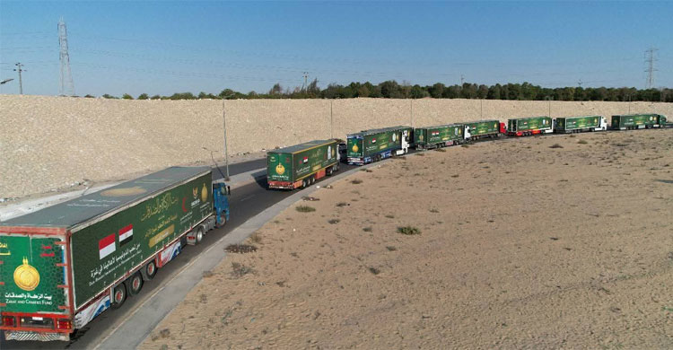 সহস্র টন‌ খাদ্য সহায়তা নিয়ে গাজার পথে কাফেলা