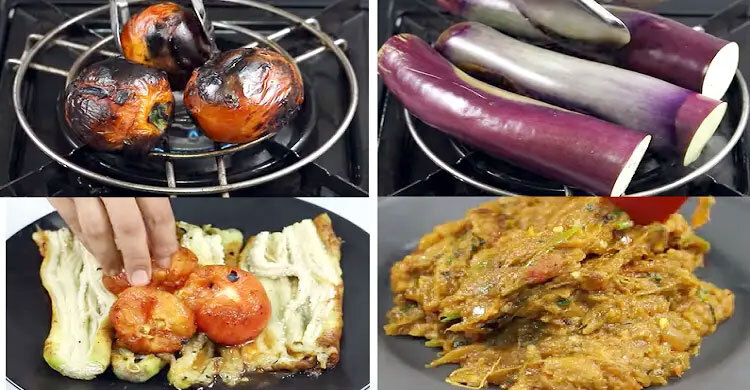 বেগুন-টমেটো ভর্তার সহজ রেসিপি