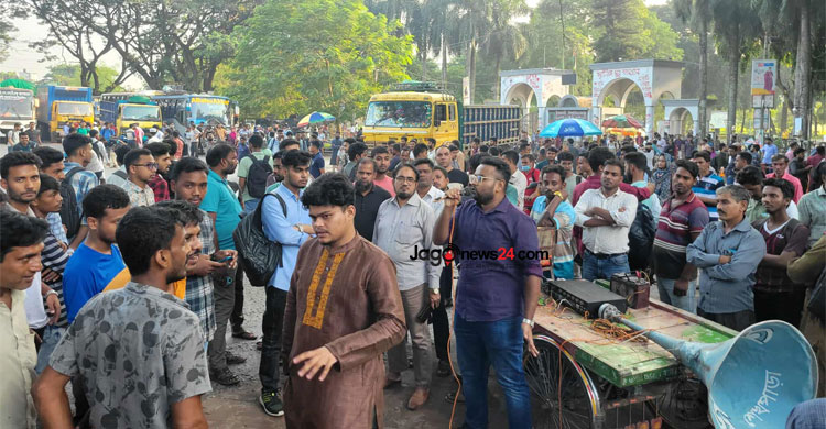 কুষ্টিয়া-খুলনা মহাসড়কে ক্রিকেট খেললেন ইবি শিক্ষার্থীরা