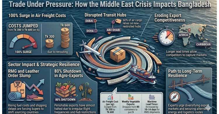 Export orders dip, costs surge as West Asia war disrupts Bangladesh trade