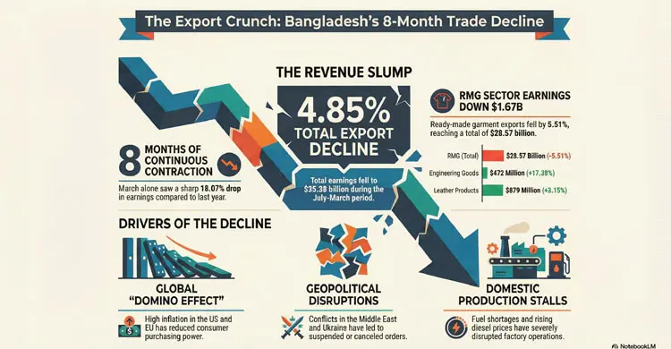 Bangladesh sees eight months of consecutive export decline