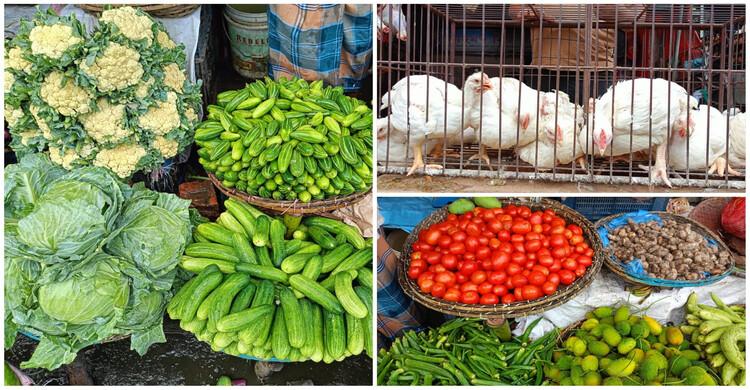 কাঁচাবাজারে ঊর্ধ্বমুখী সবজি ও মুরগির দাম