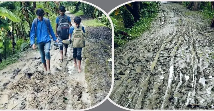 এক কিলোমিটার কাঁচা রাস্তার জন্য দুর্ভোগে শতাধিক পরিবার