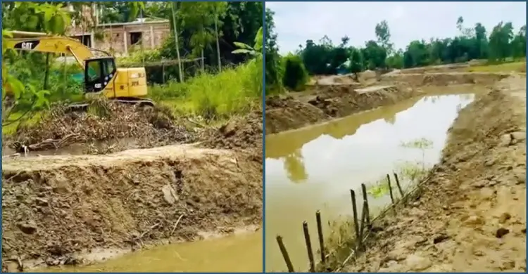 ৭৭ লাখ টাকার খাল খনন প্রকল্প: কাগজে শ্রমিক মাঠে ভেকু
