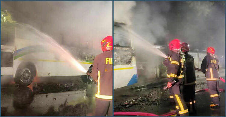 Two Daffodil University buses catch fire in Mirpur