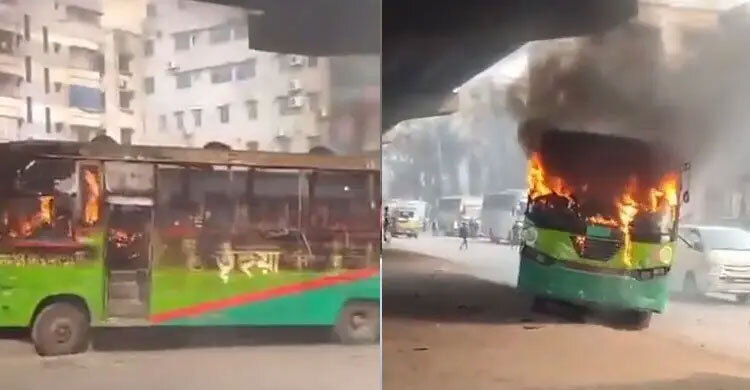 Fire breaks out on bus in Uttara