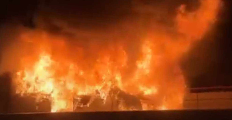 হানিফ ফ্লাইওভারে হঠাৎ মাইক্রোবাসে আগুন