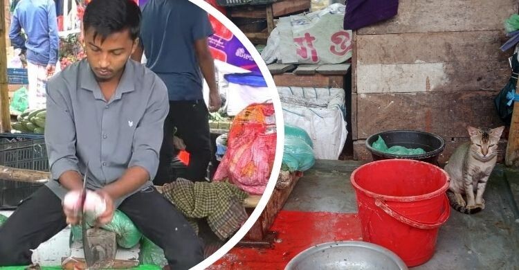 বাজারের ভিন্ন এক ব্যস্ততা, মাছ কেটেই চলে তাদের জীবিকা