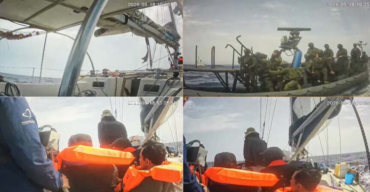 গ্লোবাল সুমুদ ফ্লোটিলায় হামলা চালানোর দৃশ্য/ ছবি: আনাদোলু এজেন্সি