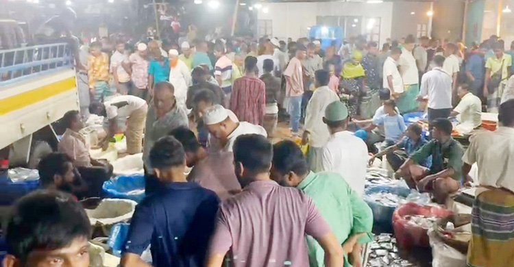 ফরিদপুরে রাতভর ইলিশ মেলায় মানুষের ঢল