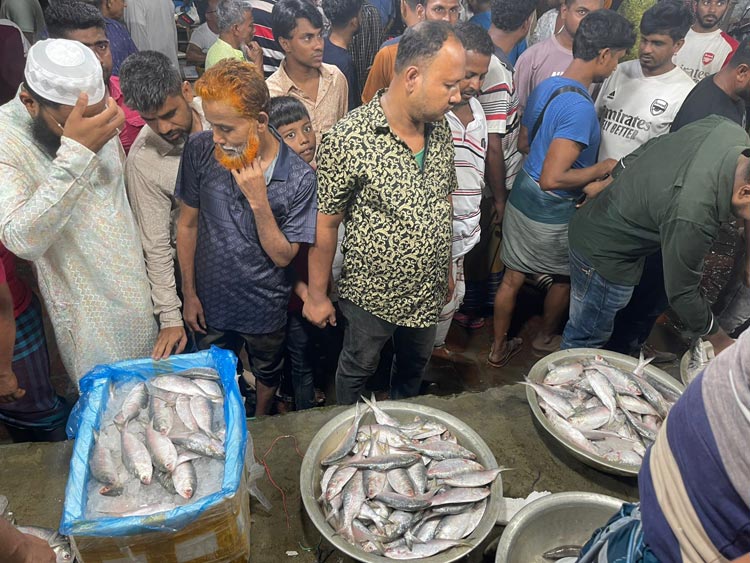 ফরিদপুরে রাতভর ইলিশ মেলায় মানুষের ঢল