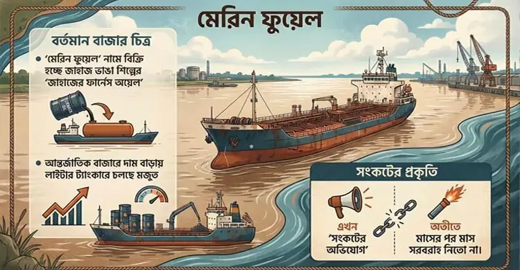 জাহাজের জ্বালানি তেলের ‘ভাসমান ডিপো’ কর্ণফুলী নদী