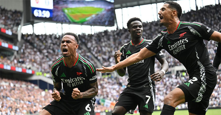 Gabriel's header earns Arsenal 1-0 win at Spurs in feisty derby