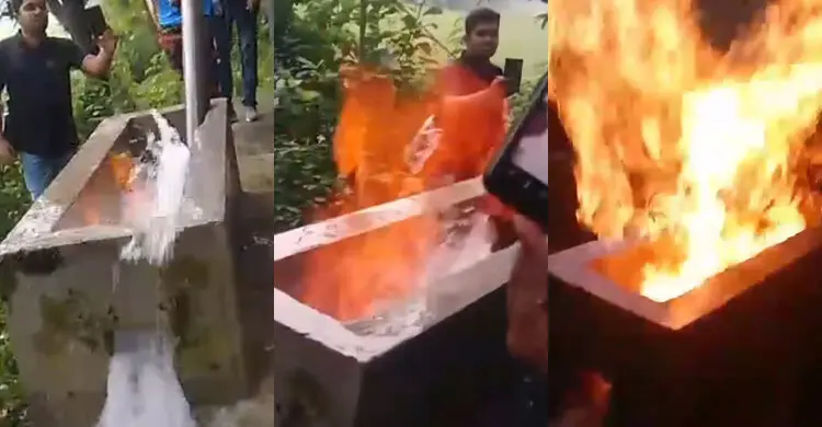 গভীর নলকূপের পানিতে উঠছে গ্যাস, জ্বলছে আগুন
