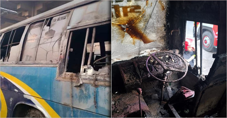 গাজীপুরে বাসে আগুন
