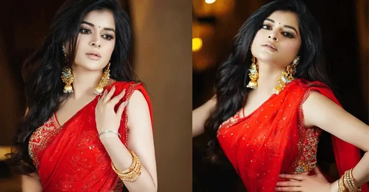 মধুমিতার লাল শাড়িতে মুগ্ধ অনুরাগীরা