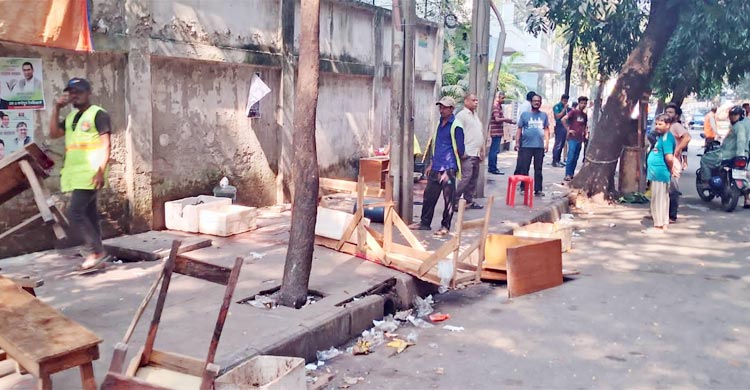রাজধানীর গুলশান-২ ও মহাখালী এলাকায় ফুটপাত দখলমুক্ত করতে অভিযান পরিচালনা করেছে ঢাকা উত্তর সিটি করপোরেশন