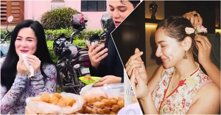 খোঁপায় গুঁজেছেন ফুল, পথে পথে ঘুরে খেলেন ফুচকা-ঝালমুড়ি