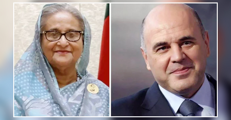 Russian PM greets Sheikh Hasina