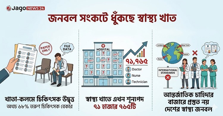 মাত্র ২৯% জনবলে চলছে স্বাস্থ্য খাত, সরকারি হিসাবেই শূন্যপদ ৭২ হাজার