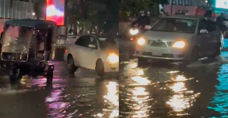 কালবৈশাখী ঝড়ের কারণে ধানমন্ডিতে জলাবদ্ধতা