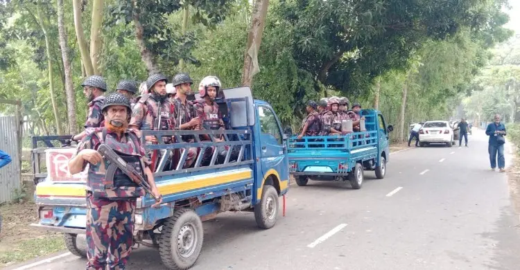 শেরপুরে উপনির্বাচনে ভোটের মাঠে ১৬ প্লাটুন বিজিবি