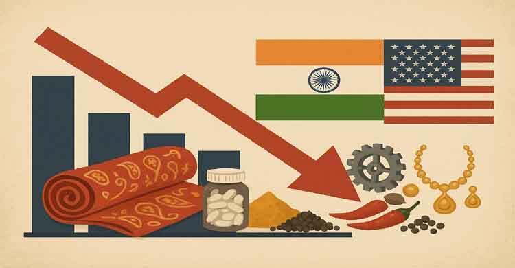 যুক্তরাষ্ট্রে ভারতীয় পণ্য রপ্তানিতে বড় ধস